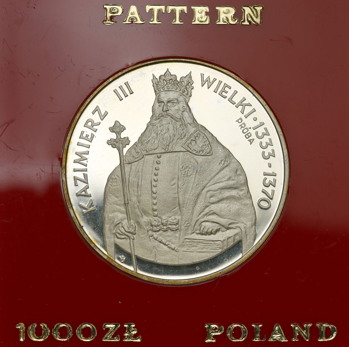 PRL. PRÓBA srebro 1000 zł 1987 Kazimierz Wielki - półpostać